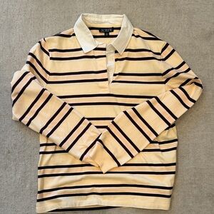 J. Crew Women’s Polo with Cream and Black Stripes